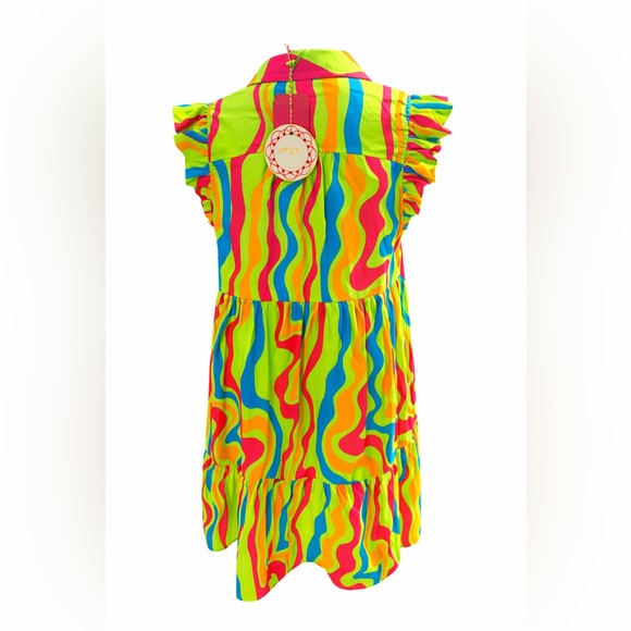 Umgee Multicolor Ruffled Mini Dress Size Small NWT - Picture 3 of 5